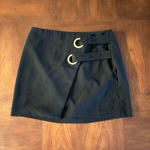 K/Lab Black Mini Skirt with Gold Rings A Line Women’s Size M Dark Academia